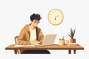 Student studying at desk