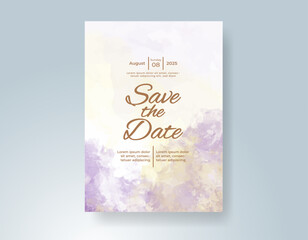 Wedding invitation with Abstract splashed watercolor background