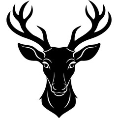 Deer head silhouette black and white side view vector illustration