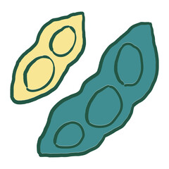 Edamame Doodle Illustration suitable for restaurant or vegetable supermarket illustrations, icons, packaging designs, and other product needs related to processed vegetable foods