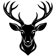 Deer head silhouette black and white side view vector illustration