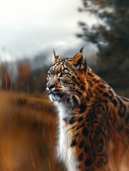 Fototapeta premium Close Up Portrait of a Snow Leopard, Panthera uncia, in the Wilderness