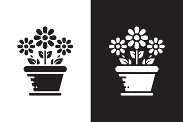 Flower pot icon design Silhouette Illustration
