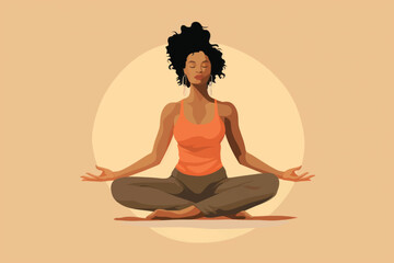 Serene woman practicing yoga meditation