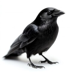 Fototapeta premium A striking black bird with glossy feathers, showcasing elegance and mystery in nature. Ideal for wildlife and bird photography.