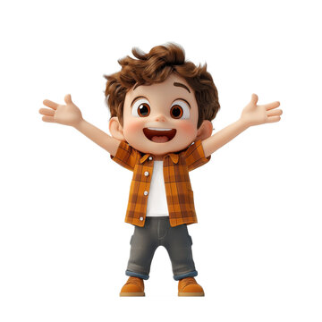 Happy Cartoon Boy Character  D Render Illustration