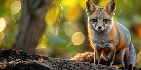 Fototapeta premium Gray Fox hunts for its next target.