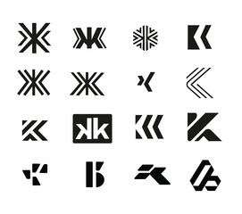 Set Letter K Logo can be used for logo, icon, sign and etc. BK KK, Abstract initial monogram letter alphabet logo design