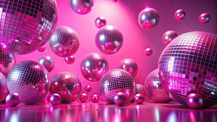 Y2K inspired bubblegum pink abstract background featuring disco balls, Y2K, bubblegum, pink, abstract, background, disco balls