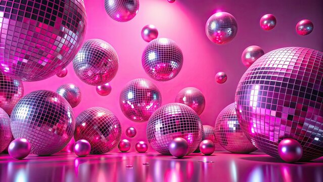 Y2K inspired bubblegum pink abstract background featuring disco balls, Y2K, bubblegum, pink, abstract, background, disco balls