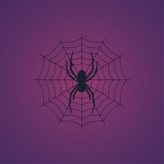 Spider Icon in Flat Halloween Design.