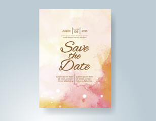 Wedding invitation with Abstract splashed watercolor background