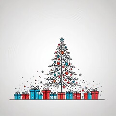 Fototapeta premium Christmas tree with minimalistic gifts