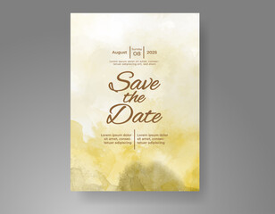 Wedding invitation with Abstract splashed watercolor background