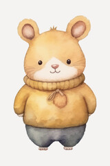 Naklejka premium Cute watercolor animal illustration