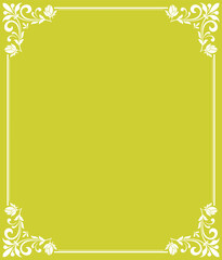 Decorative frame Elegant vector element for design in Eastern style, place for text. Floral yellow and white border. Lace illustration for invitations and greeting cards