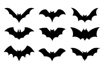 Set of Bats icons silhouette vector illustration