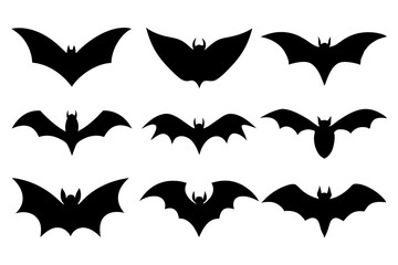 Set of Bats icons silhouette vector illustration