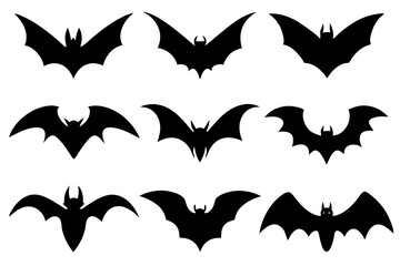 Fototapeta premium Set of Bats icons silhouette vector illustration