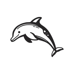 Obraz premium cute dolphin cartoon doodle hand drawn vector illustration template design