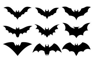 Set of Bats icons silhouette vector illustration