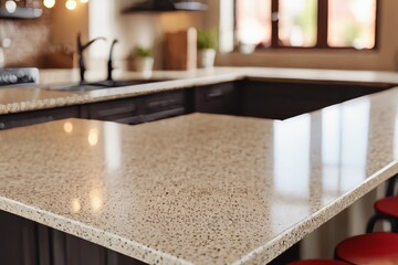 Vintage kitchen counter with sink and windows in a stylish interior