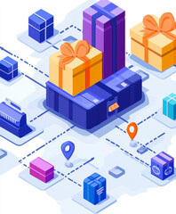 Fototapeta premium Distribution and logistics concept of global digital internet marketing and business. AI generative.