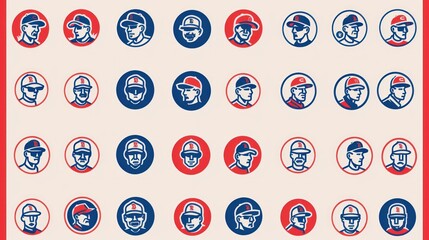 Baseball Coaches Icons Pattern.