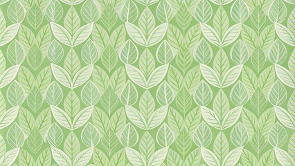 Abstract leaf pattern wallpaper in soothing green tones with seamless background texture