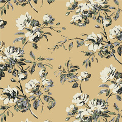 abstract, vector, monochrome, big flowers, all over textiles design, illustration digital image can be used for wrapping paper