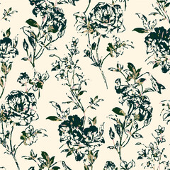 abstract, vector, monochrome, big flowers, all over textiles design, illustration digital image can be used for wrapping paper