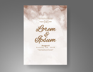 Wedding invitation with Abstract splashed watercolor background