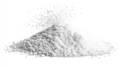 Pile of White Powder with Scattered Particles