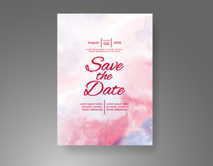 Wedding invitation with Abstract splashed watercolor background