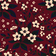 Big flowers pattern, upscale floral pattern. graphical textures floral, trendy colors pattern,Monochrome, flowers background with leaves. vector illustration