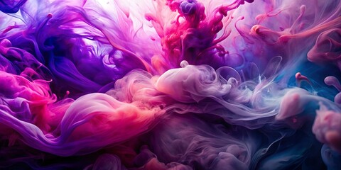 Fototapeta premium Abstract purple and pink ink swirls mixing in water creating a mesmerizing pattern