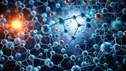 A striking science dark background with detailed cell structures and atoms for scientific studies