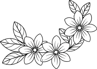 Corner decoration flowers vector design illustration black and white