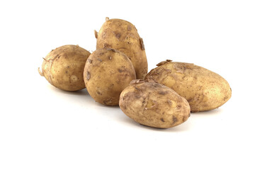 Early season potatoes isolated on white background