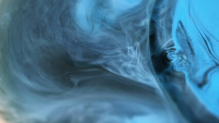 Smoky paint. Oil ink. Defocused gray blue color spill metallic glossy liquid mystical vapor blend...