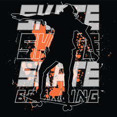 skateboard player with text and grunge and urban style