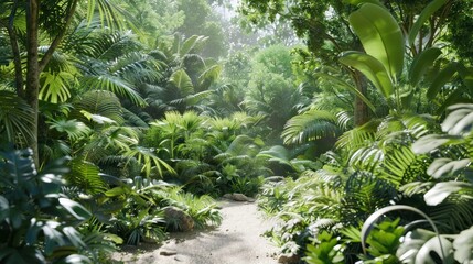 Lush Tropical Jungle Path.