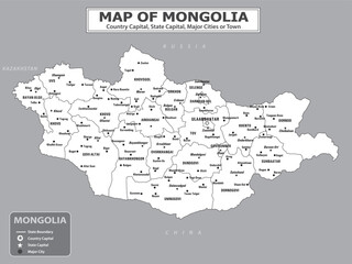 Fototapeta premium Geography politics map of countries. Map of country with capital, state capital and major city.