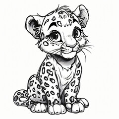 Leopard children coloring book page