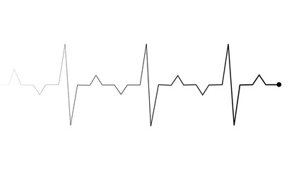 Abstract heart rate monitor, ECG graph, patient pulse , cardiogram, black color right direction 4k illustration on white background.