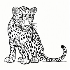Leopard children coloring book page