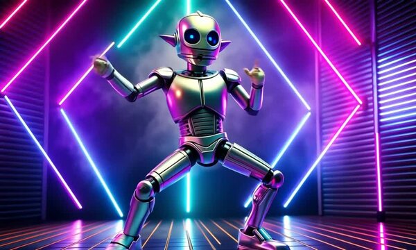 dancing robot cyborg woman