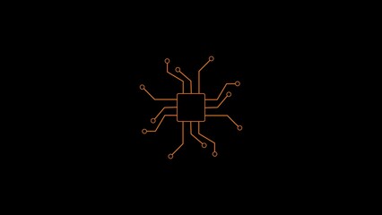computer processor icon orange color 4k illustration. simple logotype CPU icon black background 4k illustration. 