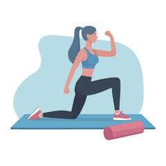 Woman workout at gym flat vector