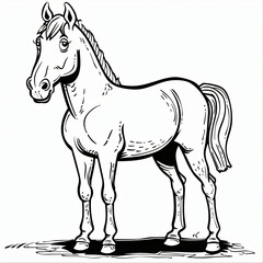 Obraz premium Horse children coloring book page